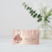 Carte De Visite Cupcake Bakery Pastry Chef Glitter Drips Rose Gold (Debout devant)