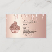 Carte De Visite Cupcake Bakery Pastry Chef Glitter Drips Rose Gold (Dos)
