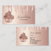 Carte De Visite Cupcake Bakery Pastry Chef Glitter Drips Rose Gold (Devant / Derrière)