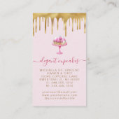 Carte De Visite Cupcake Bakery Pink Faux Gold Foil Drip (Dos)
