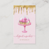 Carte De Visite Cupcake Bakery Pink Faux Gold Foil Drip (Devant)