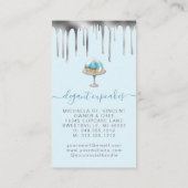 Carte De Visite Cupcake Bakery Teal Faux Silver Foil Drip (Dos)