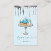 Carte De Visite Cupcake Bakery Teal Faux Silver Foil Drip (Devant)