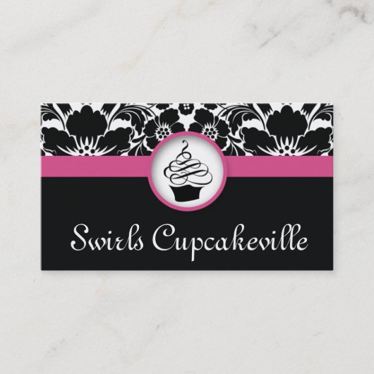 Carte De Visite Cupcake botanique Floral Damask rose (Devant)