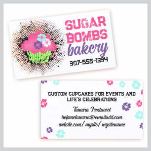 Carte De Visite Cupcake boulangerie encre blot grunge splatt menth
