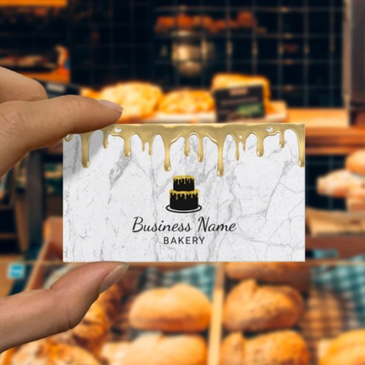 Carte De Visite Cupcake Boulangerie Gold Drige Marbre blanc modern