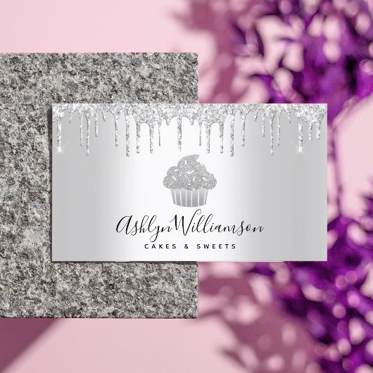 Carte De Visite Cupcake Boulangerie Pâtisserie Chef Argent Parties