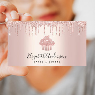 Carte De Visite Cupcake Boulangerie Pâtisserie Chef Rose Gold Part