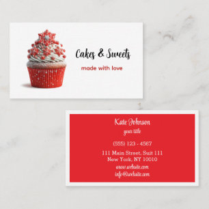 Carte De Visite Cupcake Boulangerie Pâtisserie Chef Rouge Blanc