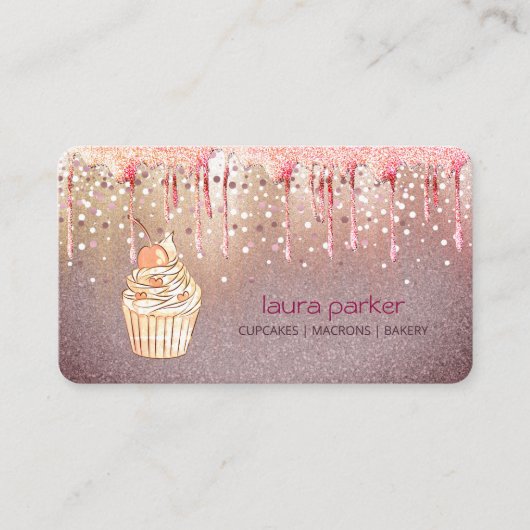 Carte De Visite Cupcake Boulangerie Pâtisserie Rose Gold Driving P (Devant)