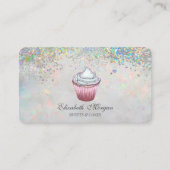 Carte De Visite Cupcake Coloré Confetti Holographique (Devant)