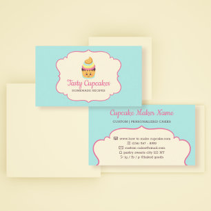 Carte De Visite Cupcake Cute Baker savoureux cuisine rose turquois