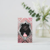 Carte de visite Cupcake Elegant Damask Peach Peach (Debout devant)