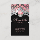 Carte de visite Cupcake Elegant Damask Peach Peach (Dos)