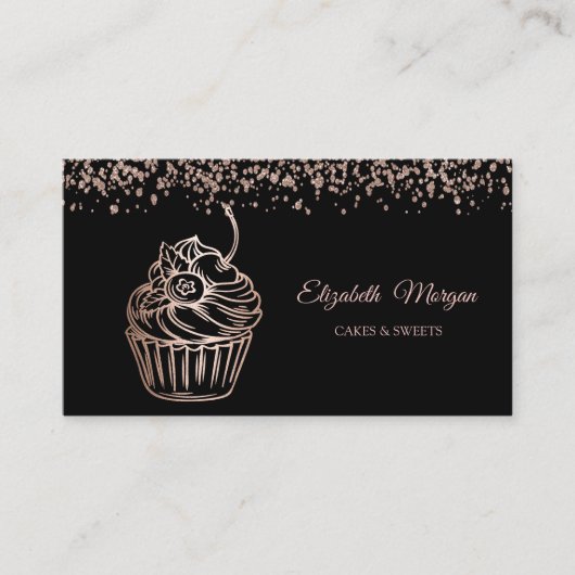 Carte De Visite Cupcake élégant moderne, Sucres, Boulangerie (Devant)