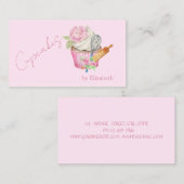 Carte De Visite Cupcake, Épingle, Whisk, Fleurs (Devant / Derrière)