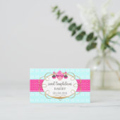Carte De Visite Cupcake et Cake Pops Aqua Rose (Debout devant)