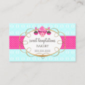 Carte De Visite Cupcake et Cake Pops Aqua Rose (Devant)