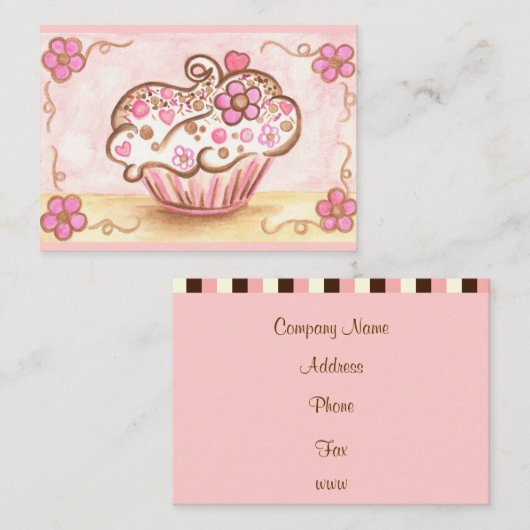 Carte de visite Cupcake Flower (Devant / Derrière)