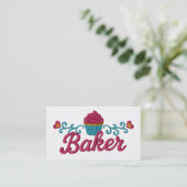 Carte De Visite Cupcake heart bakery baking faux embroidery (Debout devant)