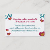 Carte De Visite Cupcake heart bakery baking faux embroidery (Dos)