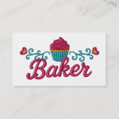 Carte De Visite Cupcake heart bakery baking faux embroidery (Devant)