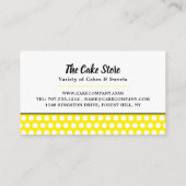 Carte De Visite Cupcake Jaune & Pointe Polka, Cake Maker, Cake Sto (Dos)