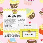 Carte De Visite Cupcake Jaune & Pointe Polka, Cake Maker, Cake Sto
