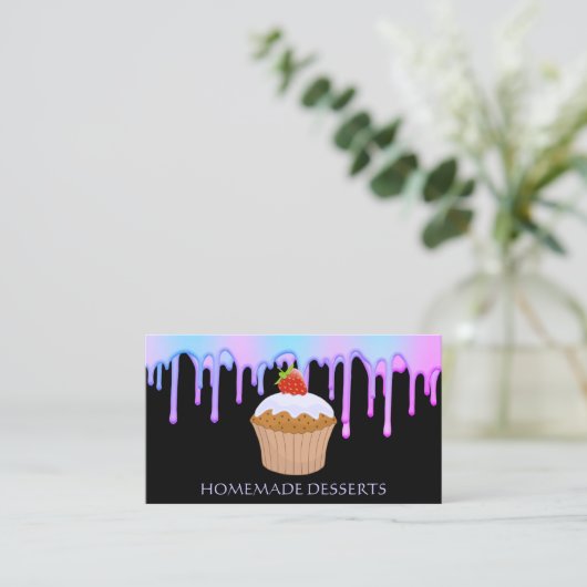 Carte De Visite Cupcake Logo boulangerie Chef, mignonne (Debout devant)