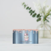 Carte De Visite Cupcake Macaroon Parties scintillant Drives Blue M (Debout devant)