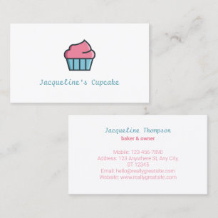 Carte De Visite Cupcake pâtisseries boulangerie rose bleu
