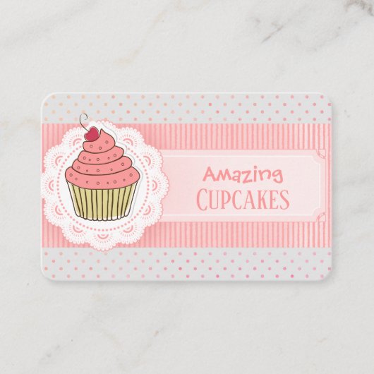 Carte De Visite Cupcake Pois rose (Devant)