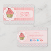 Carte De Visite Cupcake Pois rose (Devant / Derrière)