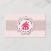 Carte De Visite Cupcake Pois rose mignon (Devant)