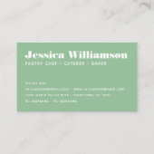 Carte De Visite Cupcake Retro Green Pâtisserie Chef Cuisine Gras (Dos)