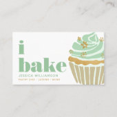 Carte De Visite Cupcake Retro Green Pâtisserie Chef Cuisine Gras (Devant)