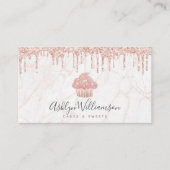 Carte De Visite Cupcake Rose Gold Parties scintillant Drives Marbl (Devant)