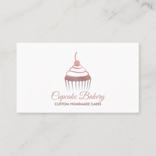 Carte De Visite Cupcake Rose or Cute (Devant)