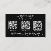 Carte De Visite *~* Cupcake Shop 3 QR Social Media Bakery (Dos)