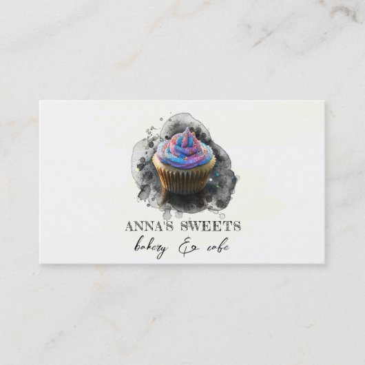 Carte De Visite *~* Cupcake Shop 3 QR Social Media Bakery (Devant)
