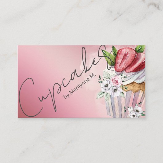 Carte De Visite Cupcakes Baker rose (Devant)