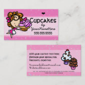 Carte De Visite Cupcakes.Bakery.Baking.Dessert.Couleur de texte pe (Devant / Derrière)