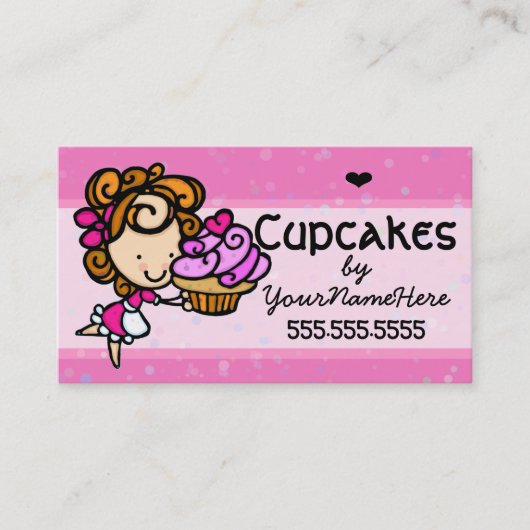 Carte De Visite Cupcakes.Bakery.Baking.Dessert.Couleur de texte pe (Devant)