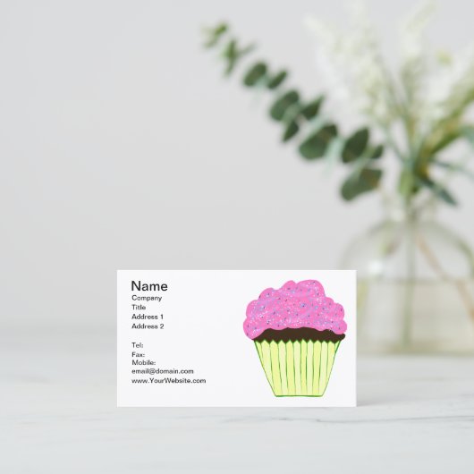 Carte De Visite Cupcakes Glacés Roses (Debout devant)
