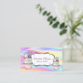 Carte De Visite Cupcakes Macaron Bakery Coloré Holographique (Debout devant)