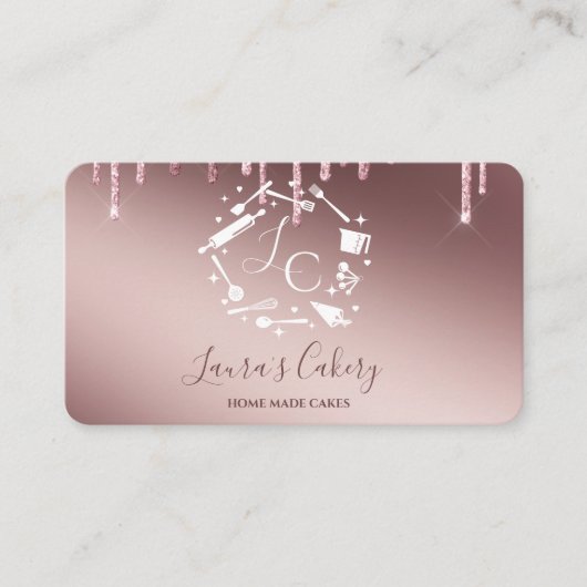 Carte De Visite Cupcakes Outils de cuisson Ustensiles Whisk Monogr (Devant)