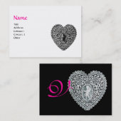 Carte De Visite CUPID LACE COEUR MONOGRAMME ,rose, fuchsia (Devant / Derrière)