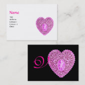 Carte De Visite CUPID LACE COEUR MONOGRAMME ,rose, fuchsia,noir (Devant / Derrière)