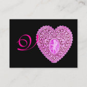 Carte De Visite CUPID LACE COEUR MONOGRAMME ,rose, fuchsia,noir (Dos)