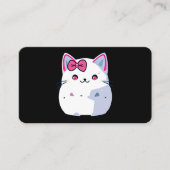 Carte De Visite Cupide chaton blanc Kitty avec botte rose (Devant)